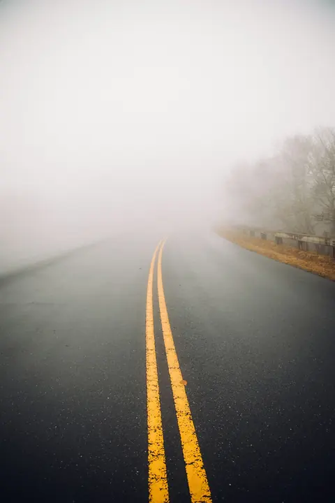 A road disappearing into fog